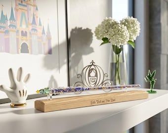 Soporte para varitas mágicas, inspirado en Disney, de cristal y madera de Arribas Brothers, para hadas, princesas, brujas y varitas mágicas. ***VARITA NO INCLUIDA***