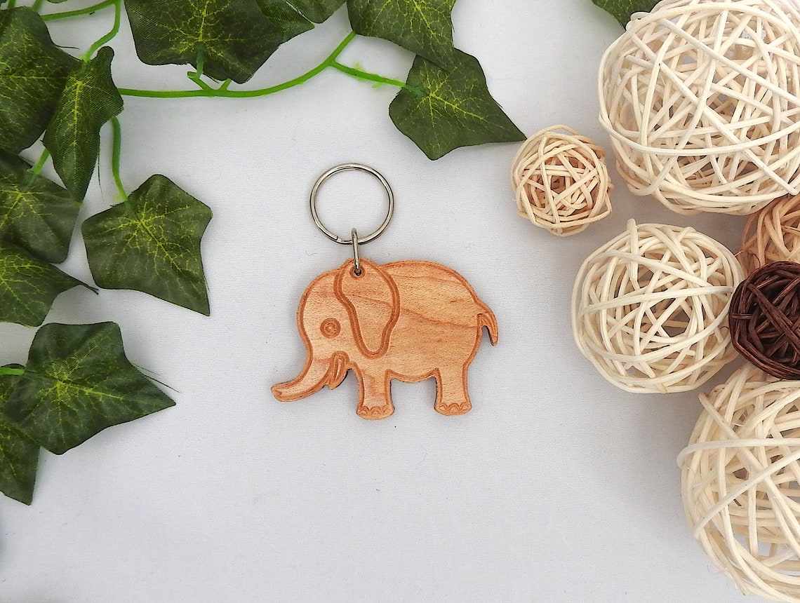 Elephant Keyring Wooden Elephant Elephant Gifts Animal Etsy UK