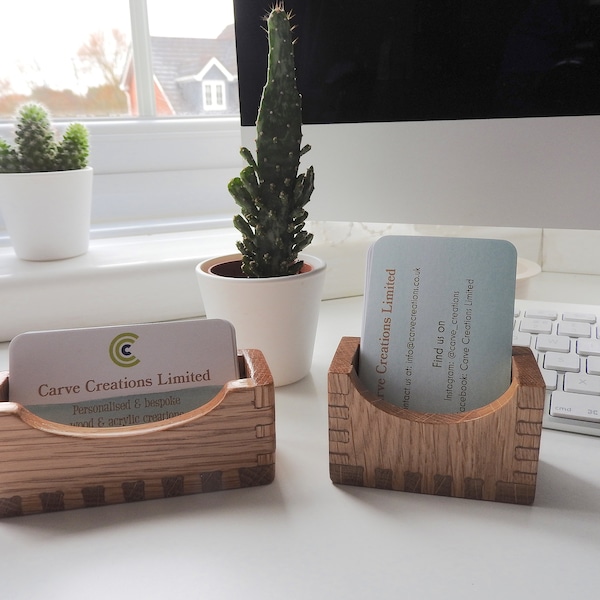 Wood Business Card Holder, Solid Oak, Card Display Stand, Business Card Holder, Desk Organiser, Business Owner, Luxury, Event Accessories