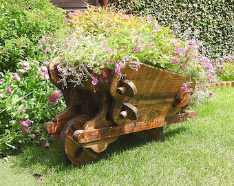 Wheelbarrow Planter, Wooden Wheelbarrow, Decking Planter, Outdoor Planter, Garden Decor, Garden Gifts, Large Planter, Garden Ornament