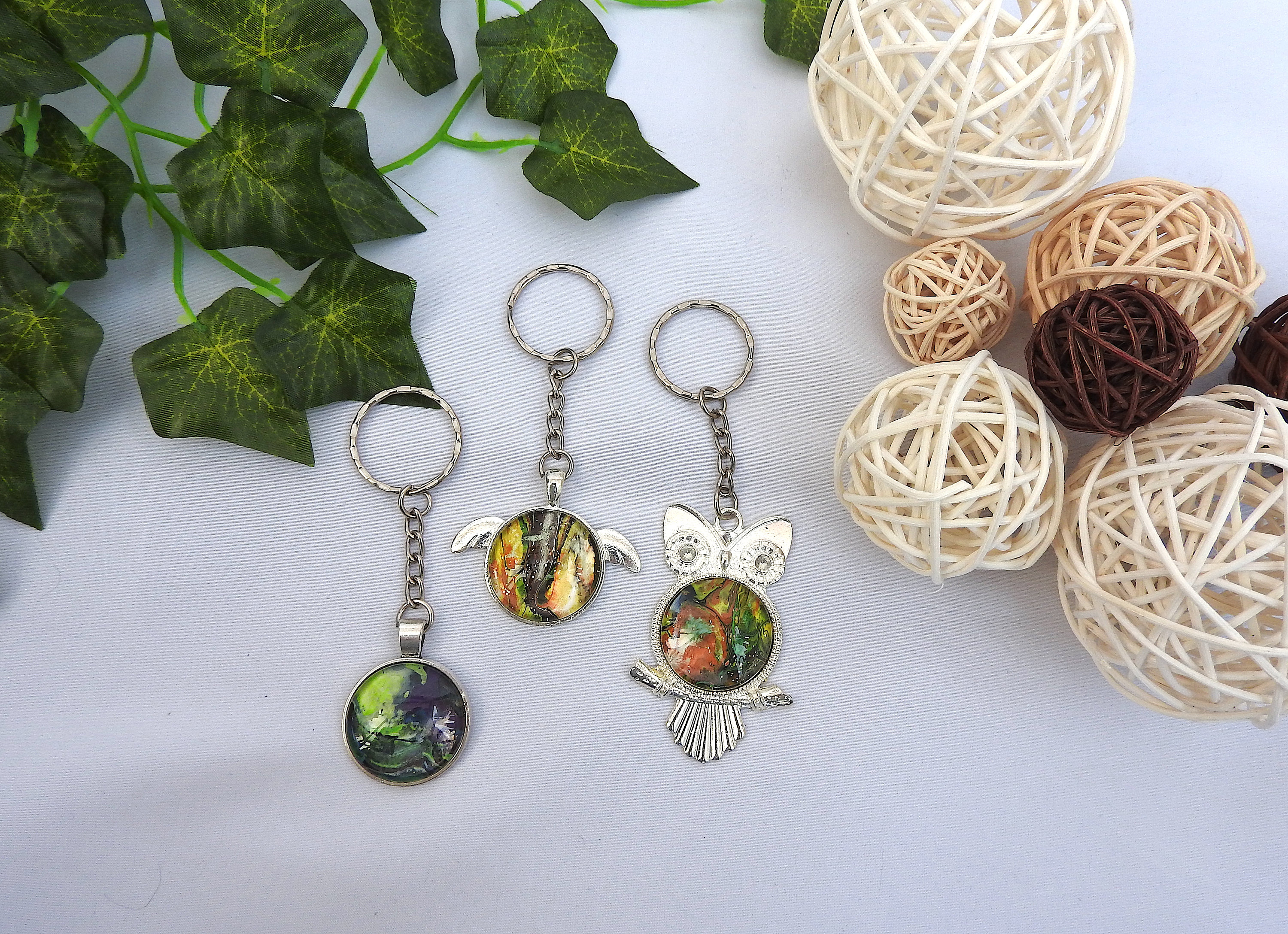 Pour Paint Keychain Acrylic Pour Painting Gift for Her Flow Etsy