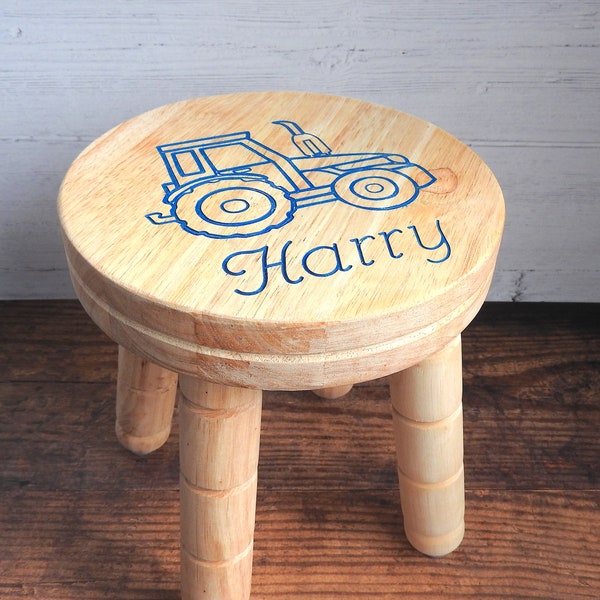 Personalised Stool, Wood Milk Stool, First Birthday, Wooden Stool, Engraved Gift, Custom Gift, Laser Engraved, Nursery Decor, Baby Gift