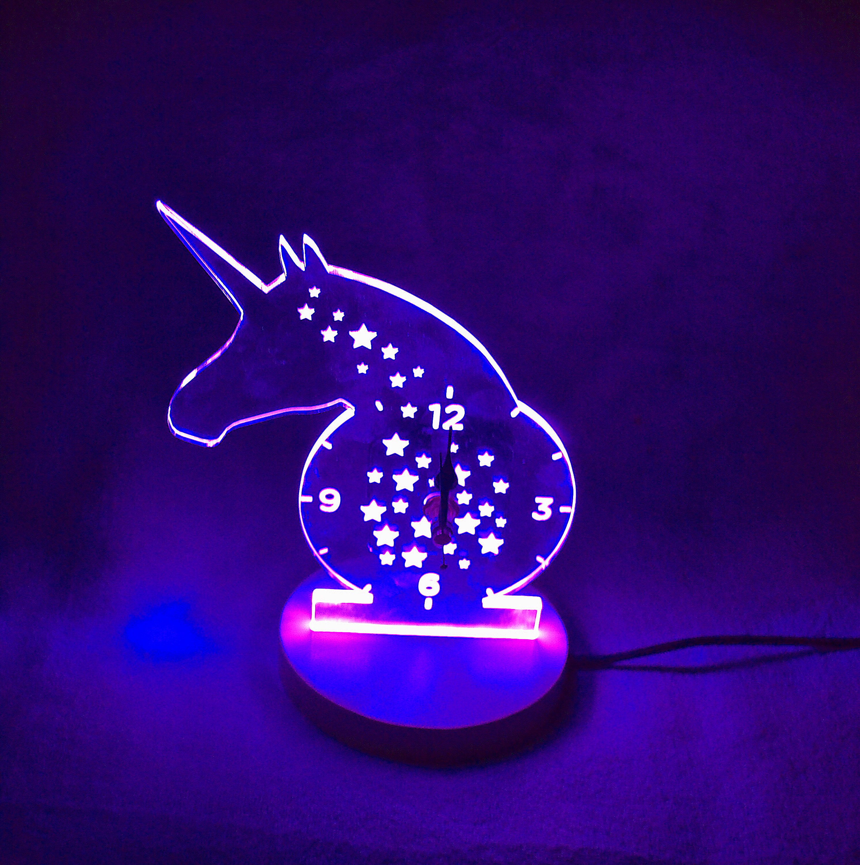 Unicorn Clock Personalised Light Bedside Table Lamp Pink Etsy UK