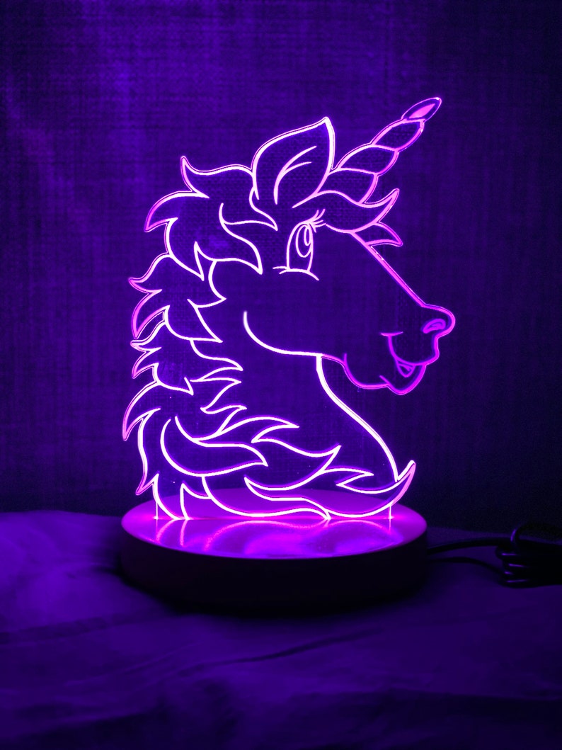 Unicorn Light Personalised Bedside Table Lamp Pink Unicorn Etsy