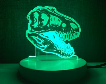 Dinosaur LED Night Light, Acrylic Light, Dinosaur Gift, Dino Lamp, Bedroom Light, Dinosaur Fossil, Bedside Lamp, Dino Birthday Gift, Nursery