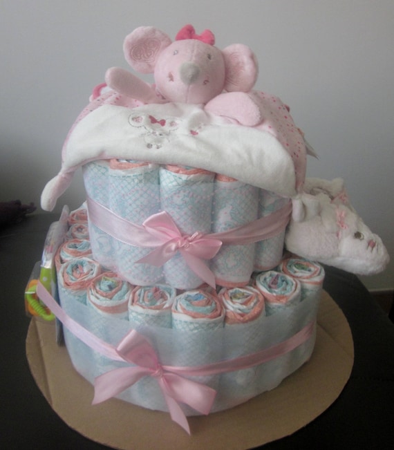 Gateau De Couches Cadeau De Naissance Petite Fille Etsy Gateau De Couches Cadeau De Naissance Petite Fille Etsy