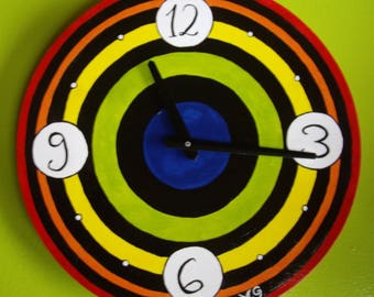 Multicolor wooden clock target handpainted