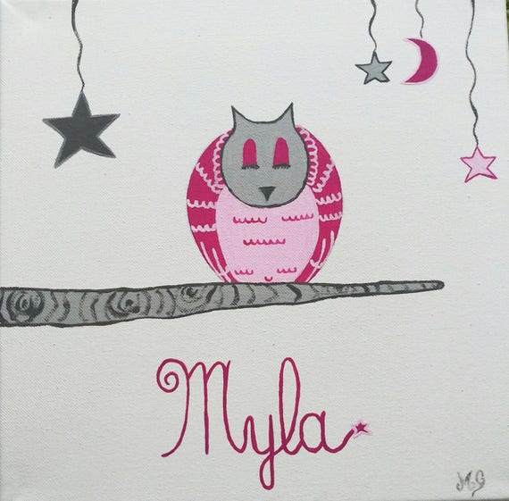 Tableau Chambre D Enfant Petite Fille Ou Bebe Chouette Etsy