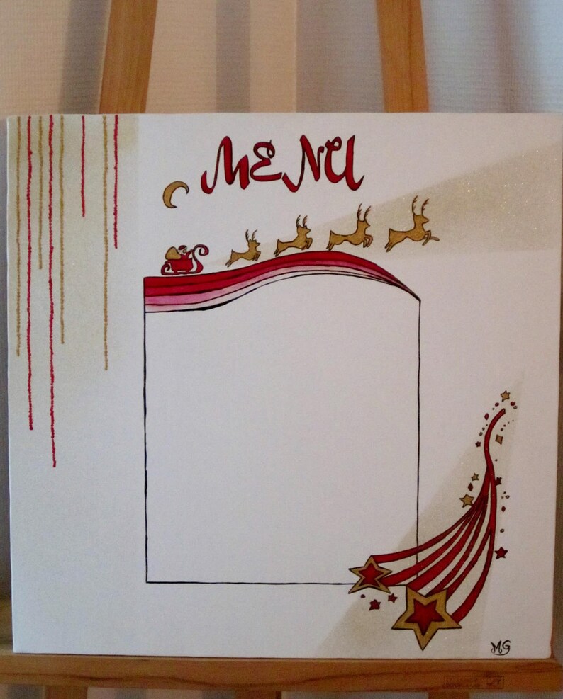 Suggestion de présentation menu de Noel sur une toile - Etsy France