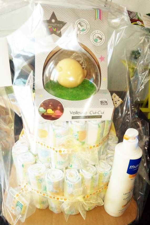 Gateau De Couches Pour Bebe Petite Fille Jaune Et Orange Etsy