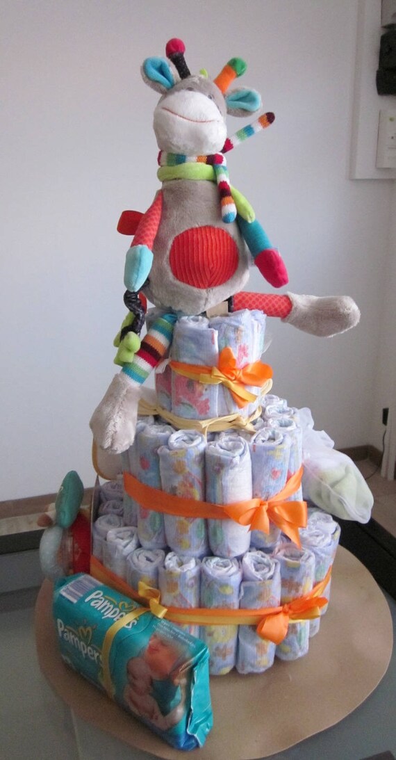 Colorful Giraffe Boy Diaper Cake Etsy Colorful Giraffe Boy Diaper Cake Etsy