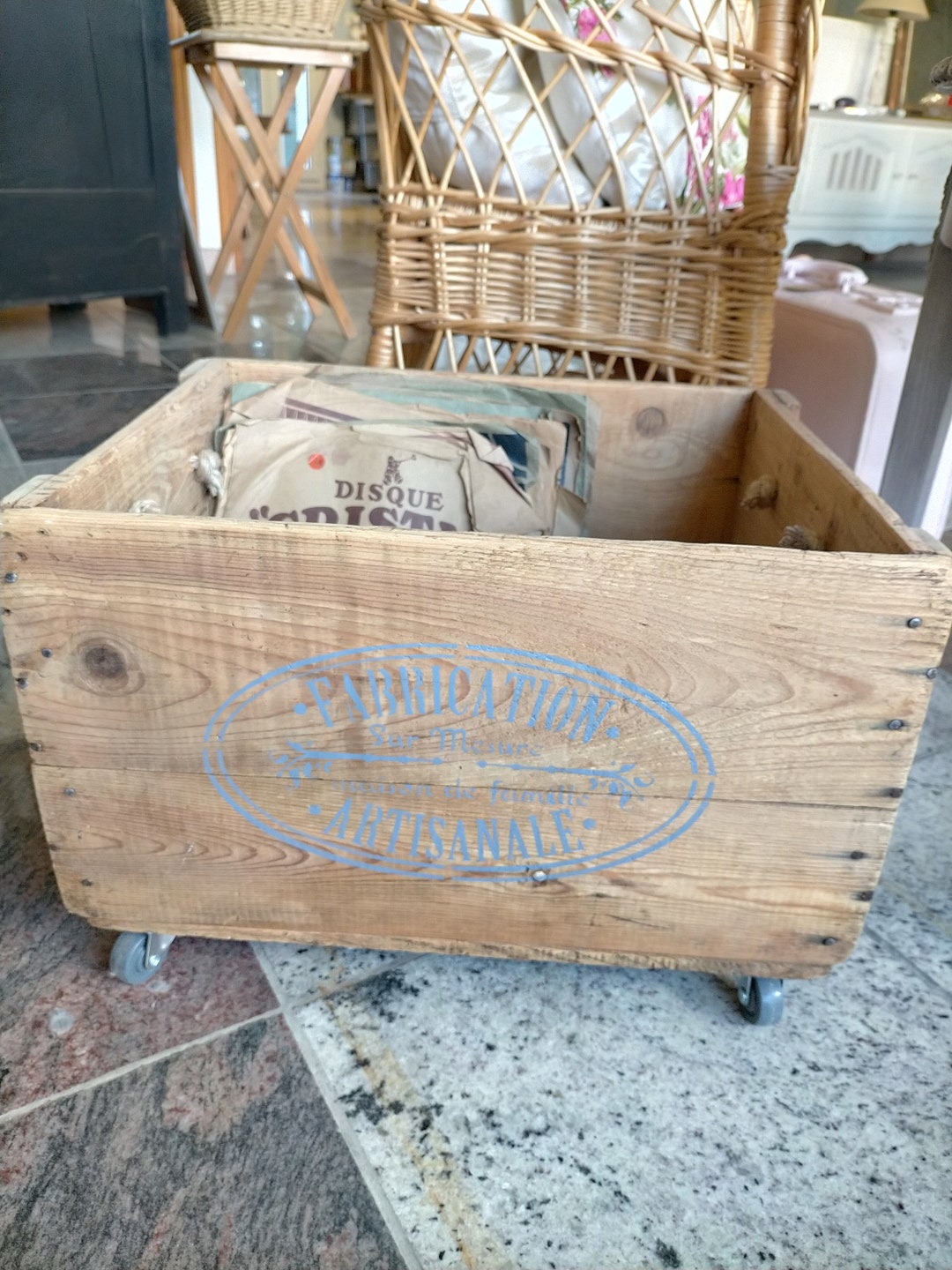 Old Wooden Crate on Wheels / Wooden Crate Restyled / Vintage Etsy