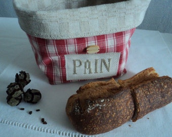 Petite corbeille à pain à carreaux rouges - Panière en toile de coton