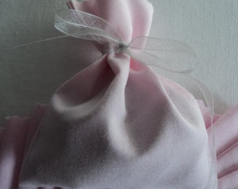 8 Pochons en coton rose - Petits sacs en coton emballages cadeau