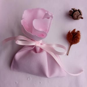8 Petits pochons en coton rose - Petits sacs en coton emballages cadeau