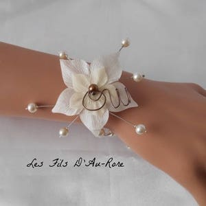 Parure mariage HOLLY collier & bracelet en ivoire et chocolat image 5