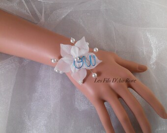 Bracelet mariage HOLLY en turquoise & blanc