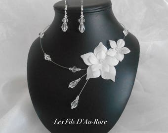 COLLIER mariage LOUCYA fleur de soie & strass Swarovski