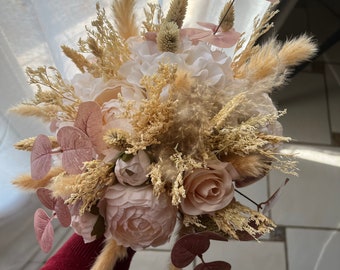 Bouquet de mariée fleurs séchées champêtre louna chic