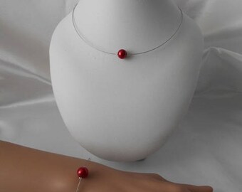 Parure 2 pièces LANA collier & bracelet en perle rouge