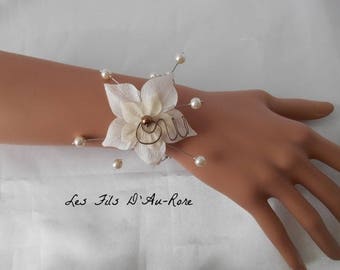 Bracelet mariage HOLLY  fleur de soie ivoire