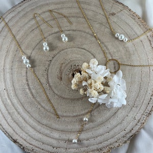 Parure mariage collier de dos 3 pièces louana avec perle image 1