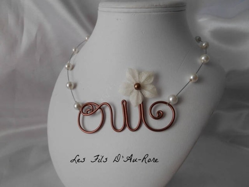 Parure mariage HOLLY collier & bracelet en ivoire et chocolat image 3