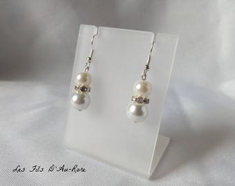 Boucles d'oreille " AZUR " avec perles nacrée BLANC