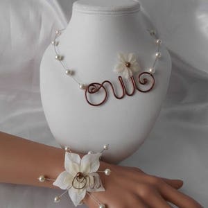 Parure mariage HOLLY collier & bracelet en ivoire et chocolat image 1