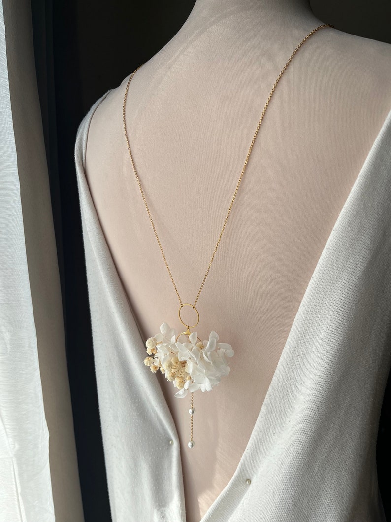Parure mariage collier de dos 3 pièces louana avec perle image 3