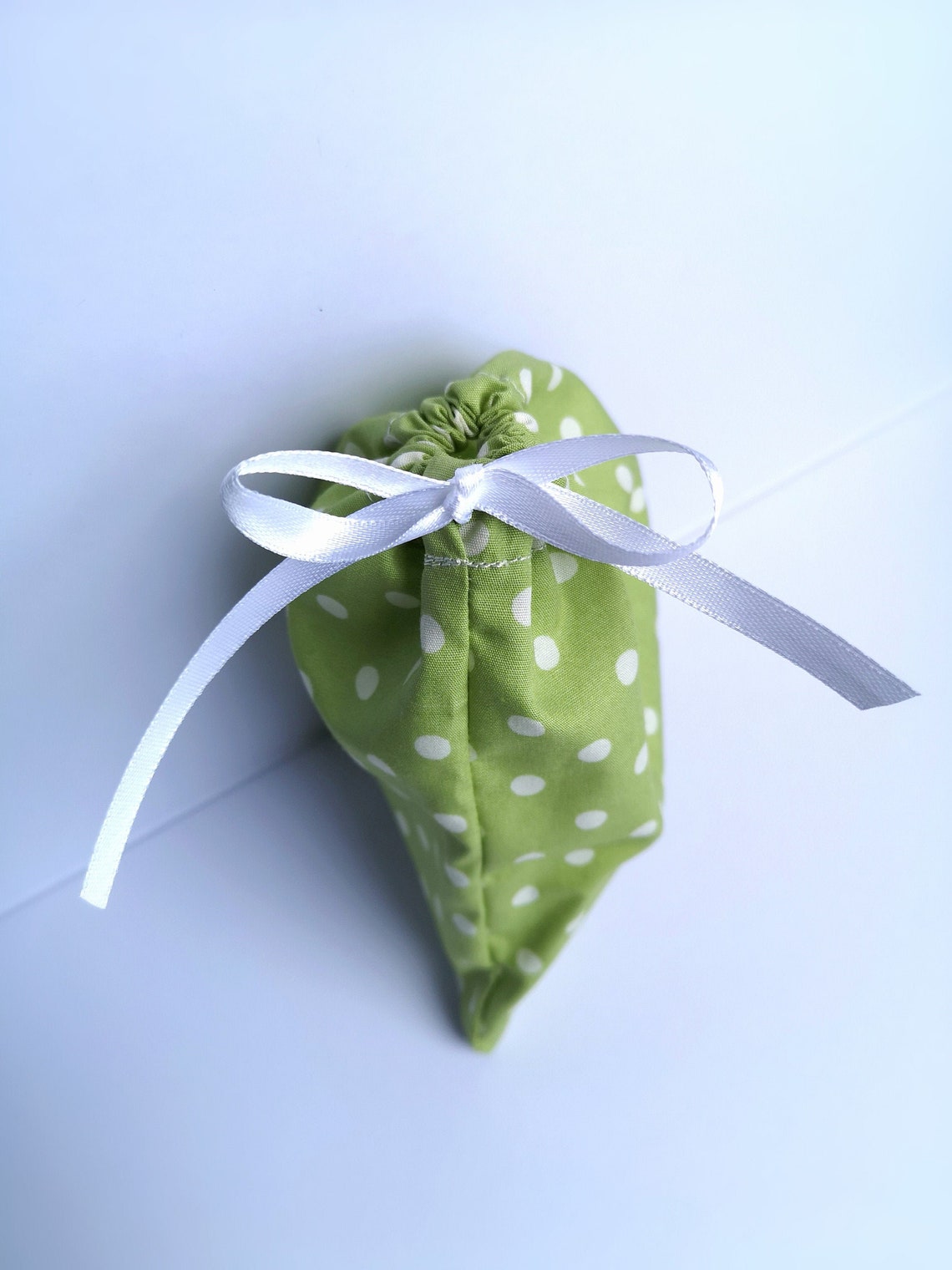 Small sage green polkadot reusable gift bag Etsy