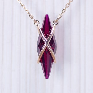 14K Gold Ruby Necklace, Lab-Created Crystal Point with Matching Gold Chain
