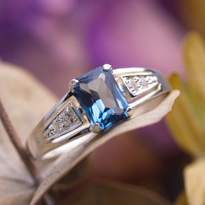 London Blue Topaz ring, Sterling Silver Topaz Ring, Gemstone Ring, image 1