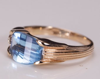 14K Gold Sky Blue Topaz Ring: Promise Ring