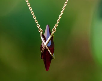 Ожерелье с рубином из хрусталя, минималистичные украшения из чистого золота с рубином, подвеска с рубином из 14-каратного золота