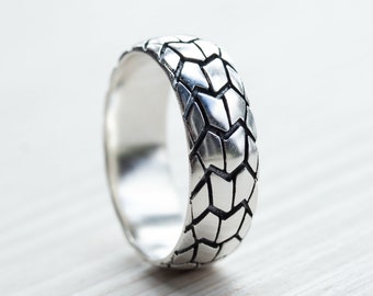 Motorcycle tire ring. Sterling Silver ring. Mens ring. Gift for him. Motorcycle fan gift.