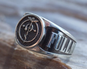 Full Metal Alchemist Ring: Sterling Silver Flamel Symbol, Anime Gift