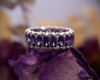 Eternity Amethyst Ring: Artisan Sterling Silver Band