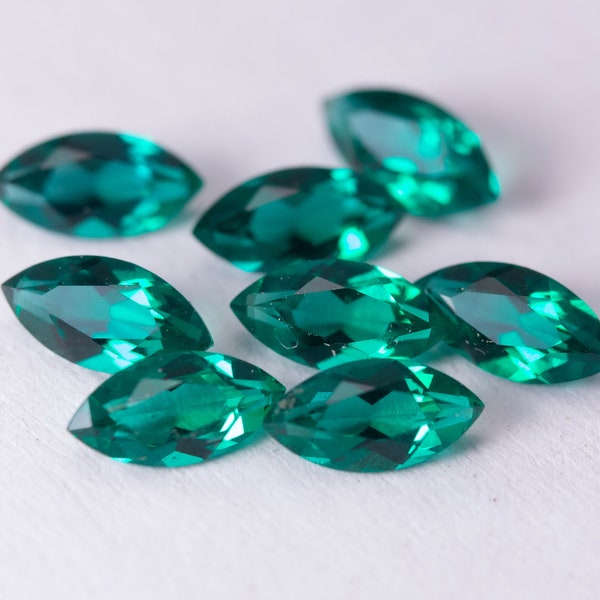 Lab Created Emerald | Hydrothermal Emerald | Marquise shape AAA+ Quality | Various Sizes  | Faceted Loose gemstone