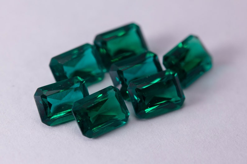 Lab Created Emerald Hydrothermal Emerald Emerald shape AAA Quality Various Sizes Faceted Loose gemstone image 4