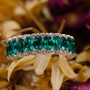 Eternity Emerald Ring Artisan Emerald Sterling Silver Ring - Etsy