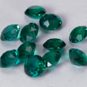 Lab Created Emerald Hydrothermal Emerald Round shape AAA Quality Various Sizes Faceted Loose gemstone image 6