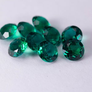 Lab Created Emerald Hydrothermal Emerald Round shape AAA Quality Various Sizes Faceted Loose gemstone image 4