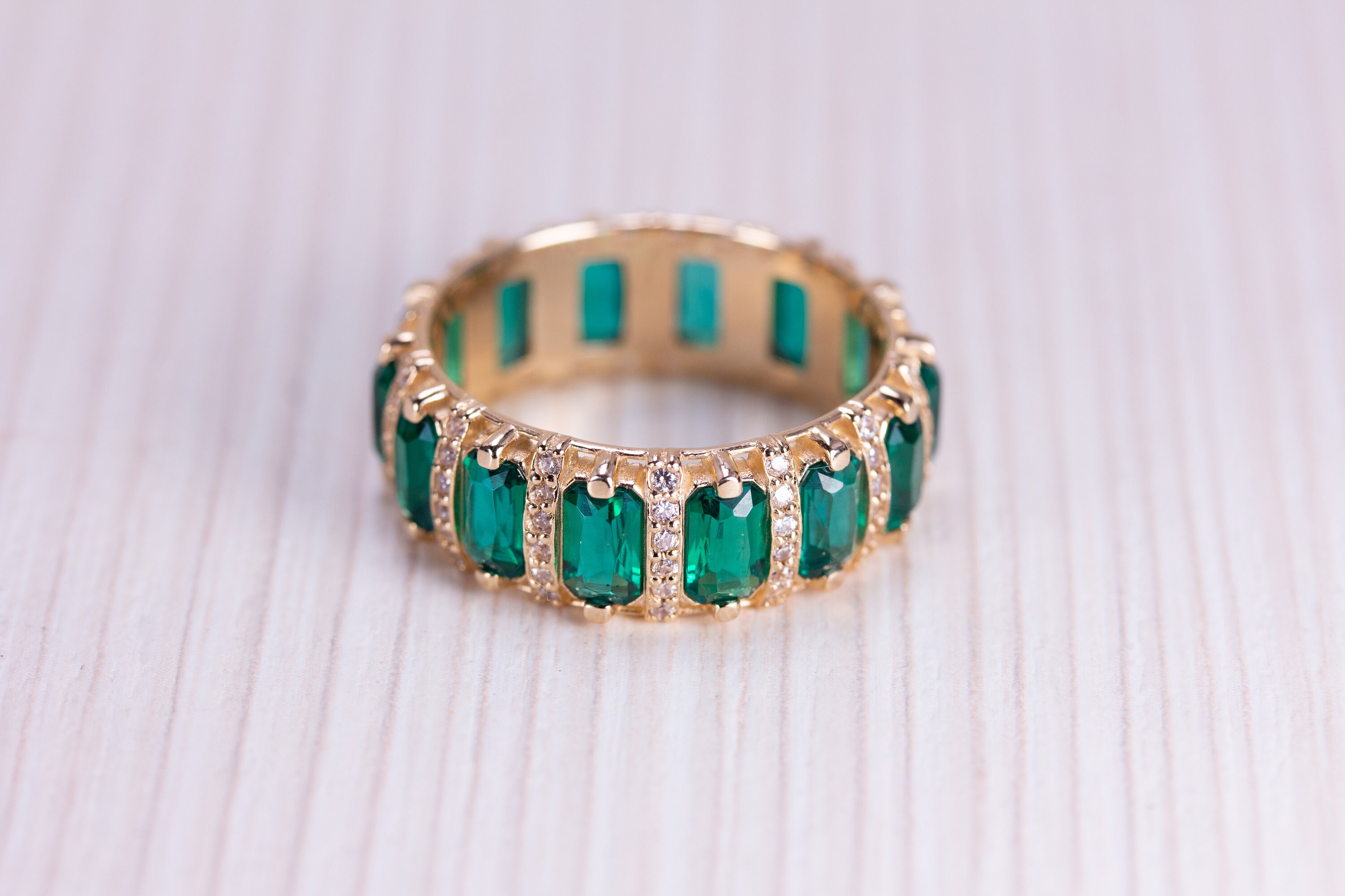 14k Unique Emerald Ring Genuine Emerald Ring 14k Emerald - Etsy