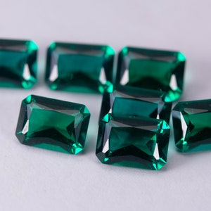 Lab Created Emerald Hydrothermal Emerald Emerald shape AAA Quality Various Sizes Faceted Loose gemstone image 2