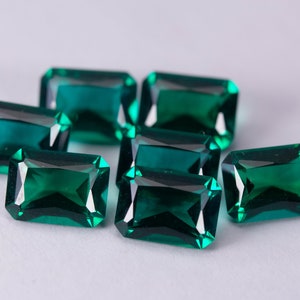 Lab Created Emerald Hydrothermal Emerald Emerald shape AAA Quality Various Sizes Faceted Loose gemstone image 1