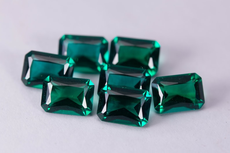 Lab Created Emerald Hydrothermal Emerald Emerald shape AAA Quality Various Sizes Faceted Loose gemstone image 1