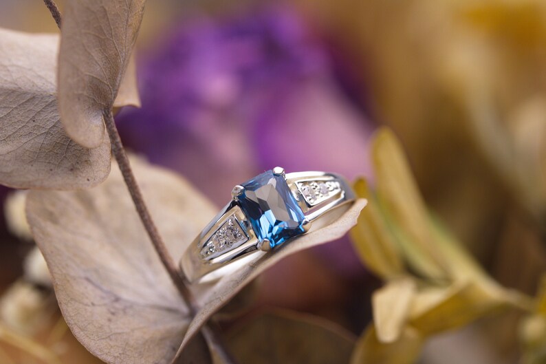 London Blue Topaz ring, Sterling Silver Topaz Ring, Gemstone Ring, image 1