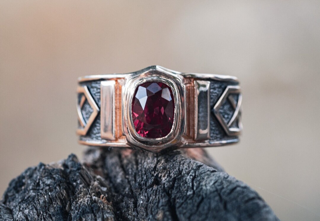 Mens Ruby Signet Ring, Hanmade 14k Solid Gold Jewelry, Fathers Day Gift ...