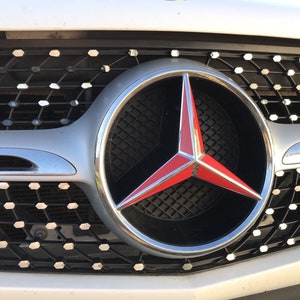 Mercedes Benz GLC GLE GLS Class Gloss Red Front Grille Star Badge Decals